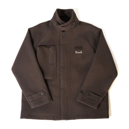 Brown) Stand Collar Coat