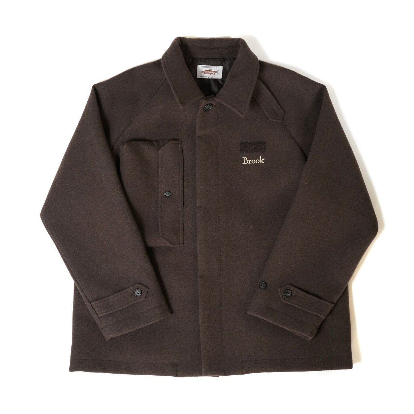 Brown) Stand Collar Coat