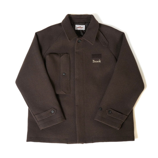 Brown) Stand Collar Coat