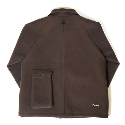 Brown) Stand Collar Coat